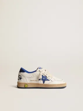 Ball Star Young avec étoile et contrefort en cuir lamé bleu | Golden Goose