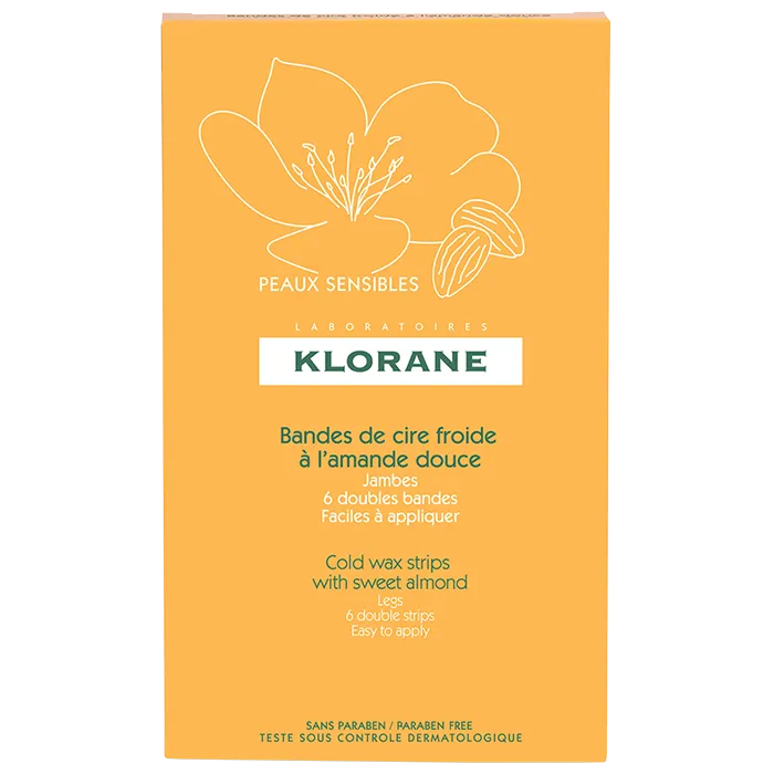 DEPILATOIRE -  Bandes de Cire Froide à l'amande Douce Jambes  - 6 doubles bandes | Klorane  - Parapharmacie Boticinal