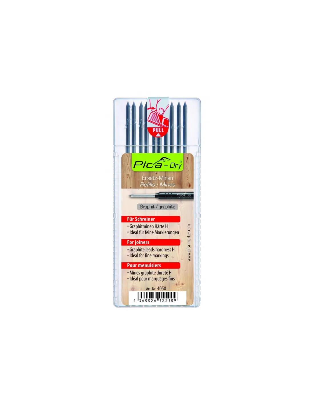 Etui de 10 mines graphite sh pour porte-mines pica-dry