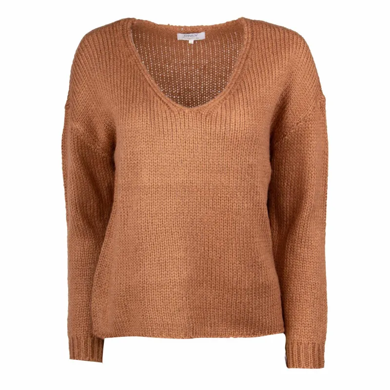 Pull manches longues col V grosse maille Femme ONLY à prix dégriffé !