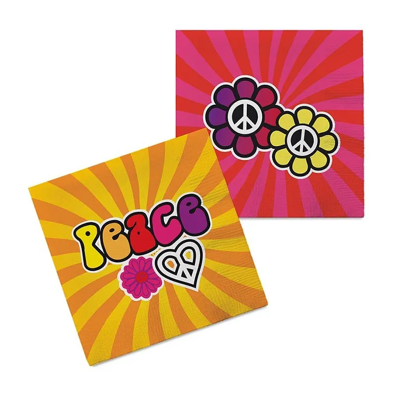 Serviettes Hippie Peace and Love x20
