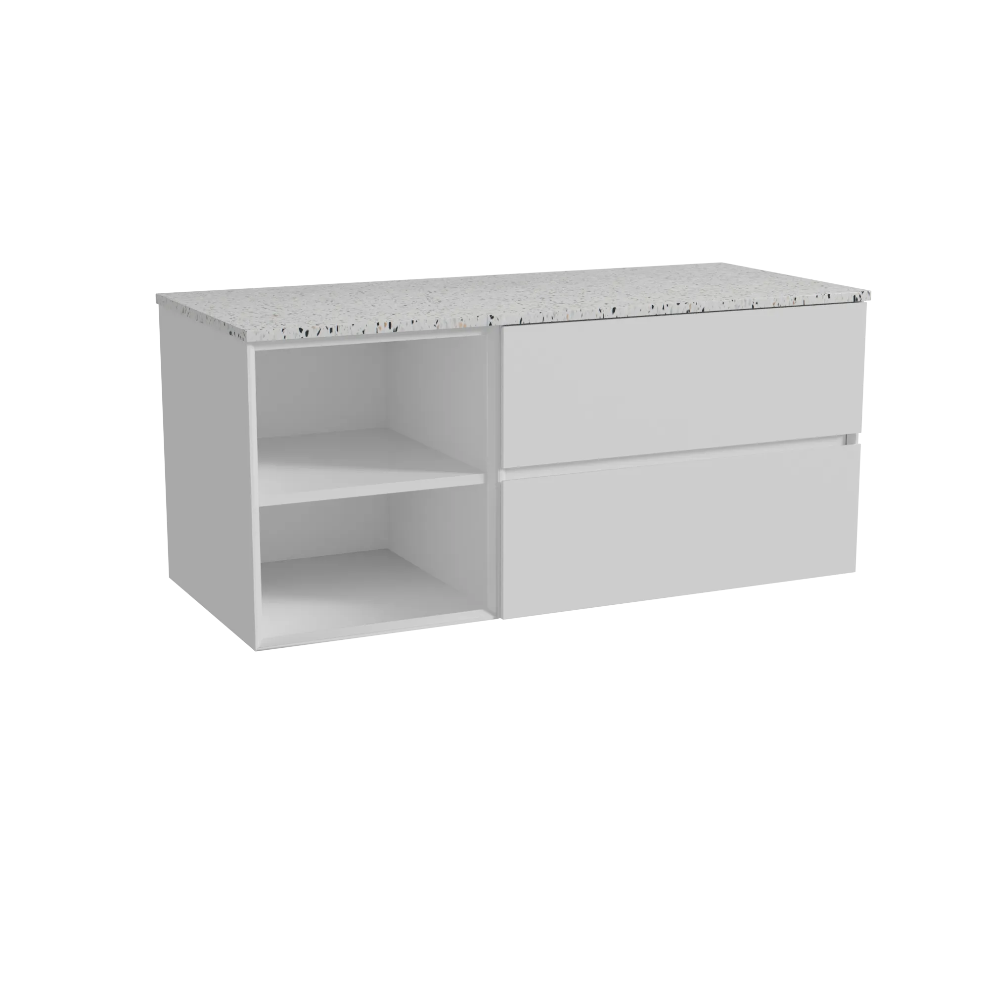 Storke Edge meuble salle de bains suspendu 120 x 52 cm blanc mat avec Tavola tablette simple ou double en blanc/noir mat terrazz