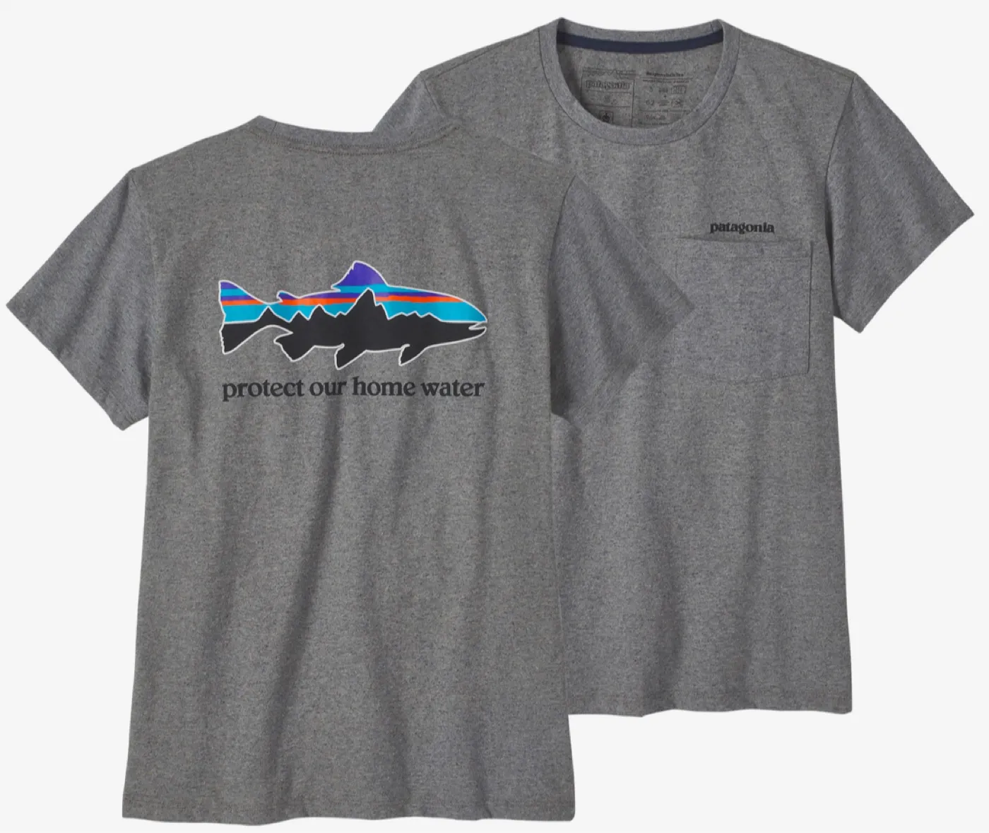 T-shirt Patagonia Femme Home Water Trout Pocket Responsibili Tee Gravel Heather